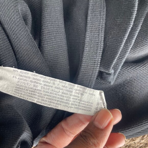 Zara Black Bodycon Ruched Ribbed Knit Short Sleeve Dress Size Medium Goth - Picture 8 of 8